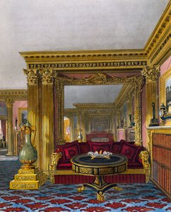 Kultainen olohuone, Kaiverrus William James Bennett (1787-1844), Perustuu Charles Wildin (1781-1835) suunnitteluun, Kuninkaallisten asuntojen historiasta tekijältä Charles (after) Wild