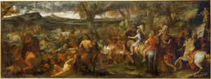 Alexandre et Porus - Aleksanteri Suuri ja Intian kuningas Porus ... tekijältä Charles (studio of ) Le Brun