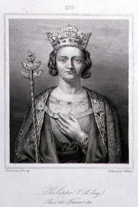 Philip V "pitkä" (1294-1322) Ranskan kuningas, Weberin kaiverrus (kaiverrus) tekijältä Charles Alexandre (after) Debacq