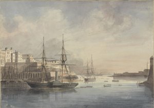 Näkymä Maltalla, n. 1849 tekijältä Charles Andrew Dyce