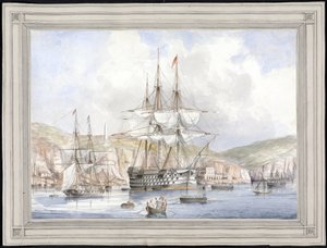Vue de Malte (Näkymä Maltalla) - Charles Andrew Dycen (1816-1853) maalaus, akvarelli paperille (25,1x34,9 cm), noin 1849 - Yalen yliopisto (USA) tekijältä Charles Andrew Dyce