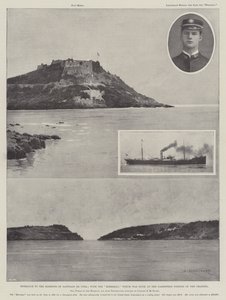 Sisäänkäynti Santiago de Cuban satamaan; Merrimacin kanssa, joka upposi kanavan kapeimmassa osassa tekijältä Charles Auguste Loye