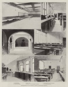 Uudet rakennukset Middlesexin sairaalan lääketieteelliselle koululle tekijältä Charles Auguste Loye