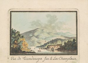 Näkymä Ticonderogalle Champlain-järveltä tekijältä Charles B. J. Févret de Saint Mémin