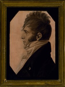 Miehen muotokuva, c. 1804 (musta liitu korotettu valkoisella vaaleanpunaisella paperilla) tekijältä Charles Balthazar Julien Févret de Saint Mémin