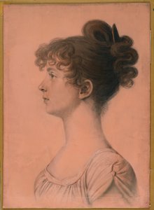 Elizabeth Bland Mayon muotokuva Powhattan Seatista, n. 1808 (hiili, valkoinen liitu ja bistre-pastelliliitu paperilla aluksella)