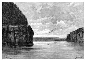 Angara-joki, Padunskiy-koskien alapuolella, Siperia, Venäjä, 1895.