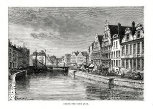 Corn Quay, Gent, Flanderi, Belgia, 1879 tekijältä Charles Barbant