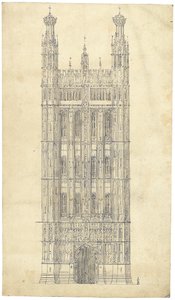 Piirustus parlamenttitalolle, n. 1836-1840 (kynä ja muste paperille)