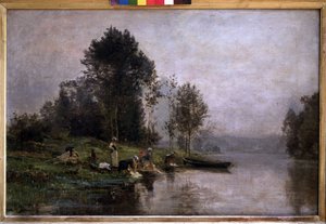 Sumuinen aamu Oisella. n.d (öljy kankaalle) tekijältä Charles Beauverie
