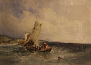 Wicklow Bay, noin 1840 (vesiväri paperille). tekijältä Charles Bentley