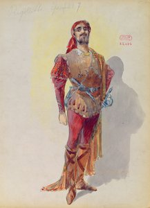 Sparafucile Giuseppe Verdin (1813-1901) Rigolettosta (akvarelli paperille). tekijältä Charles Betout