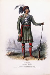 Asseola, seminolijohtaja, n. 1837-1844 (käsintehty värilitografia)