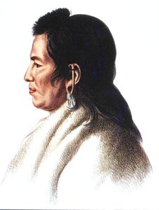 Shahaka (Big White) Mandanin kansan päällikkö (väri litho)