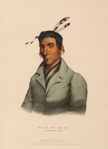 KA-TA-WA-BE-DA. A CHIPPEWAY CHIEF., kirjasta History of the Indian Tribes of North America. tekijältä Charles Bird King
