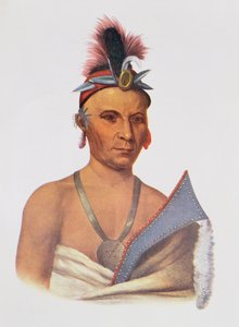 Keesheswa tai "aurinko", kettupäällikkö, n. 1837, kuvitus teoksesta "The Indian Tribes of North America, Vol.2", Thomas L. McKenney ja James Hall, pub. kirjoittanut John Grant