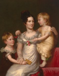 Sarah Weston Seaton lastensa Augustinen ja Julian kanssa tekijältä Charles Bird King