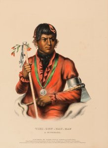 TSHI-ZUN-HAU-KAU. A WINNEBAGO., kirjasta History of the Indian Tribes of North America. tekijältä Charles Bird King