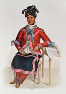 Tshusik, Chippeway Woman, 1827, kuvitus teoksesta "The Indian Tribes of North America, Vol.1", Thomas L. McKenney ja James Hall, pub. kirjoittanut John Grant