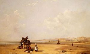 Kalastajat purkamassa saalistaan Cardigan Bayn rannalla tekijältä Charles Branwhite