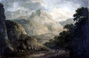 Maisema: Kallioinen puro metsäisten rantojen kanssa, 1800-luku tekijältä Charles Branwhite