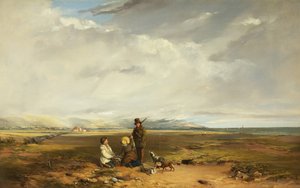 Maisema urheilijan ja seuralaisten kanssa, mahdollisesti 1842 (öljy kankaalle)