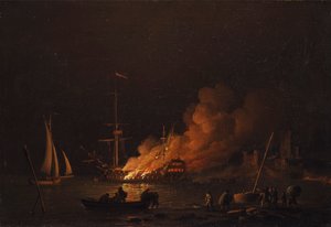 Laiva tulessa yöllä tekijältä Charles Brooking