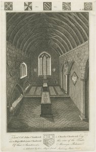 Mavesyn Ridware - Mortuary Chapel of the Mavesyns: kaiverrus, nd [18. vuosisadan loppupuoli] (vedos) (painokuva) tekijältä Charles Chadwick