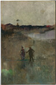 (Maisema kahdella pienellä hahmolla, Richmond, NSW) tekijältä Charles Edward Conder