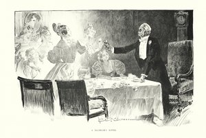 Poikamiehen ateria (litografia) tekijältä Charles Dana Gibson