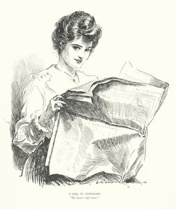 Tyttö Tipperaryssa, "Sydämeni on tuolla" (litografia) tekijältä Charles Dana Gibson