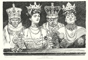 Oopperassa, jos naiset kantavat kruunuja, mikseivät miehetkin (litografia) tekijältä Charles Dana Gibson