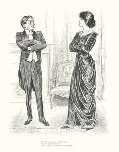 Hän: Meillä on ollut kauhea riita. "Ja minä voitin." "Ei. Minä voitin. Hyväksyit anteeksipyyntöni." (litografia) tekijältä Charles Dana Gibson
