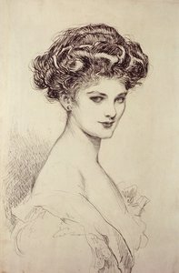 Tutkimus päähän (muste paperille) tekijältä Charles Dana Gibson
