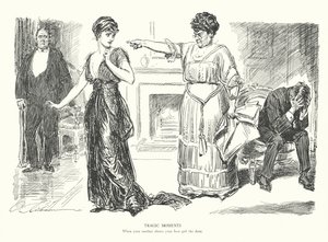 Traagiset hetket, Kun äiti näyttää parhaalle tytöllesi ovea (litografia) tekijältä Charles Dana Gibson