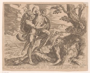 Hercules worstelt met Antaeus Werken van Hercules naar Frans Floris (series title)