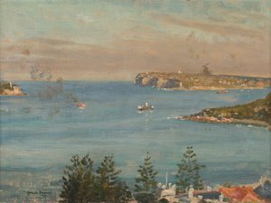 Katse kohti Sydney Headsia kaupungin pohjoisosasta (öljy aluksella) tekijältä Charles David Jones Bryant