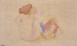 (Nainen ja lapsi punaisessa puvussa) tekijältä Charles Demuth