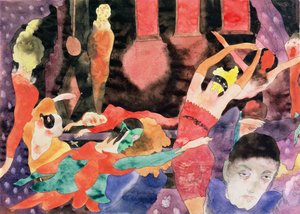 Kuvitus Poen punaisen kuoleman naamioon (cw paperilla) tekijältä Charles Demuth
