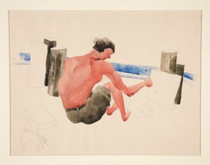 Taiteilija rannalla luonnostelu tekijältä Charles Demuth