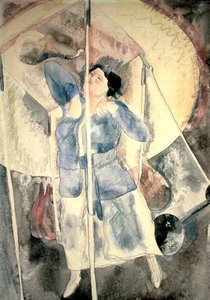 Nainen nyrkkeilysäsin kanssa (akvarelli paperille) tekijältä Charles Demuth