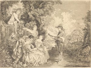 rakkauden oppitunti tekijältä Charles Dupuis after Antoine Watteau