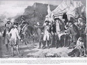 Yorktownin piiritys, kuva Hutchinsonin kansojen historiasta tekijältä Charles Edward Conder