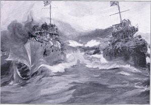 Taistelu hävittäjien välillä, kuvitus Cassells Historia of the Russian-Japanese War, Vol 1, n. 1900