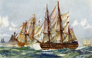 Duguay Trouinin (Implacable) valtaaminen Trafalgarin jälkeen, 1805.