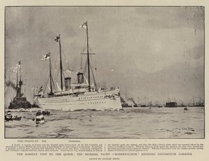 Keisarin vierailu kuningattaren luona, keisarillinen jahti Hohenzollern saapuu Portsmouthin satamaan. tekijältä Charles Edward Dixon