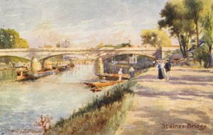Thames-joki: Stainesin silta (värilitro) tekijältä Charles Edwin Flower
