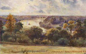 Thames-joki: Richmond Hillin terassilta (värilitro). tekijältä Charles Edwin Flower