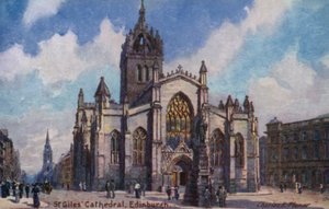 St Gilesin katedraali, Edinburgh, Skotlanti (värilitho) tekijältä Charles Edwin Flower