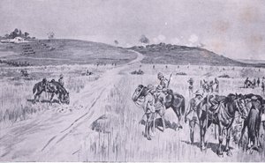 Vryheidin helpotus, teoksesta After Pretoria: The Guerilla War, jonka on julkaissut Harmsworth Bros Limited, 1901. tekijältä Charles Edwin Fripp